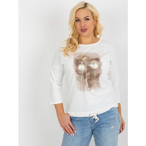 Fashion Hunters Ecru cotton blouse of larger size with appliqués Slike