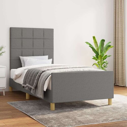  Posteljni okvir z vzglavjem temno siv 100x200 cm blago, (20788040) Slike