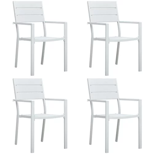 Beli Vrtne stolice 4 kom bijele HDPE s izgledom drva