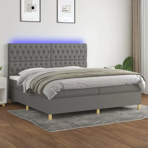  Box spring postelja z vzmetnico LED temno siva 200x200 cm blago, (20727315)
