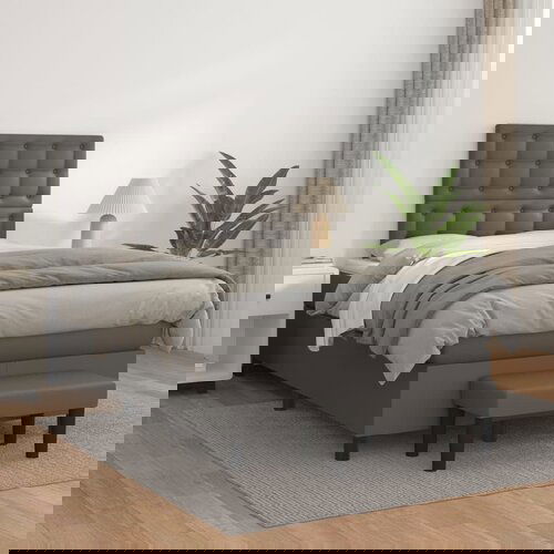 The Living Store Box spring postelja z vzmetnico siv 120x200 cm umetno usnje - Box Spring Postelja, (21516637) Slike