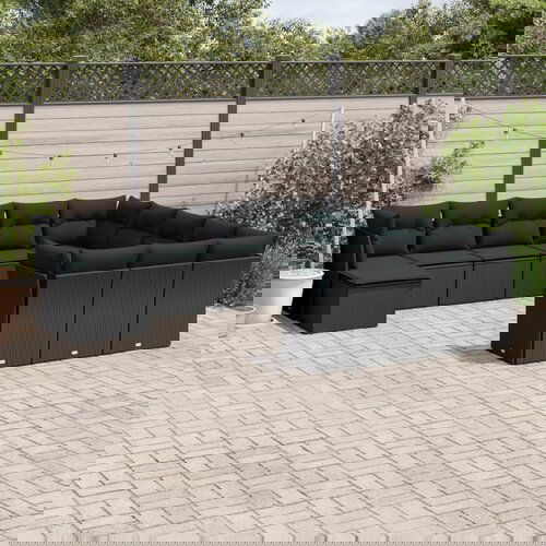 vidaXL 12-dijelni set vrtnih sofa od poliratana s jastucima crni Cijene