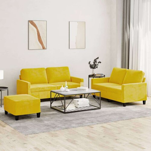  3-dijelni set sofa s jastucima žuti baršunasti Cijene