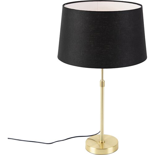 QAZQA Namizna svetilka zlata / medenina s črnim platnenim senčilom 35 cm - Parte Slike