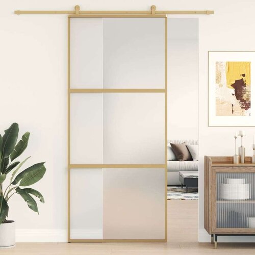  Klizna vrata zlatna 90 x 205 cm matirano staklo ESG i aluminij Cijene