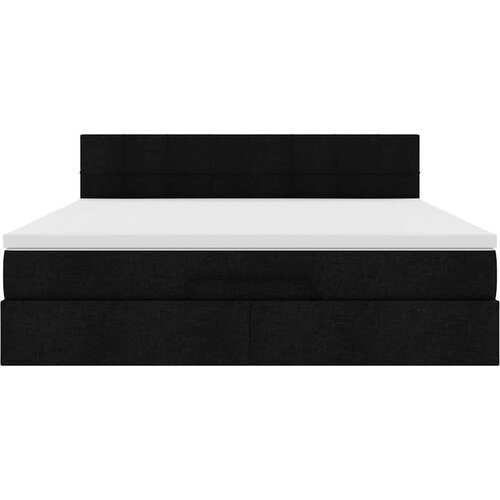 VidaXL Otomanski krevet s madracem i LED crni 160x200cm tkanine Slike