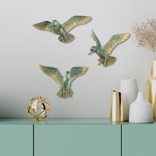 Atelier Del Sofa set dekorativnih figura BIRDS 1,25x5x11, 20x4x17, 21x6x13, 3 komada, Zlatna boja Cene
