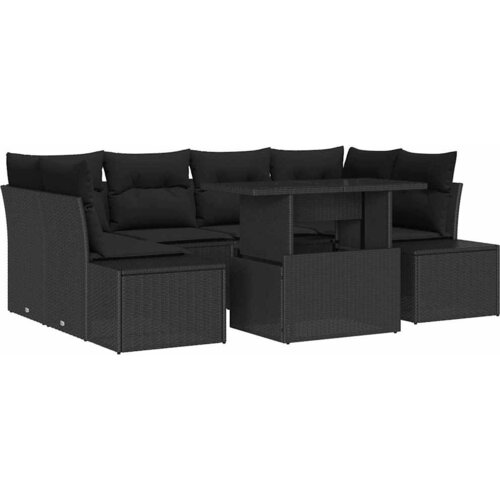  Set sofe 7 kom. Crna poliratan 100 x 55 x 73 cm Slike