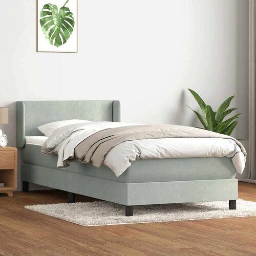 Box spring postelja z vzmetnico svetlo siva 80x220 cm žamet, (21792352) Slike
