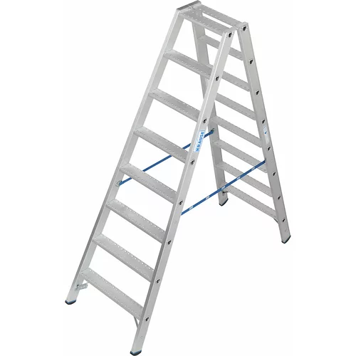 Krause Aluminijasta dvokraka lestev s stopnicami, odpornost proti zdrsu R13, obojestransko vzpenjanje, št. stopnic: 2x8