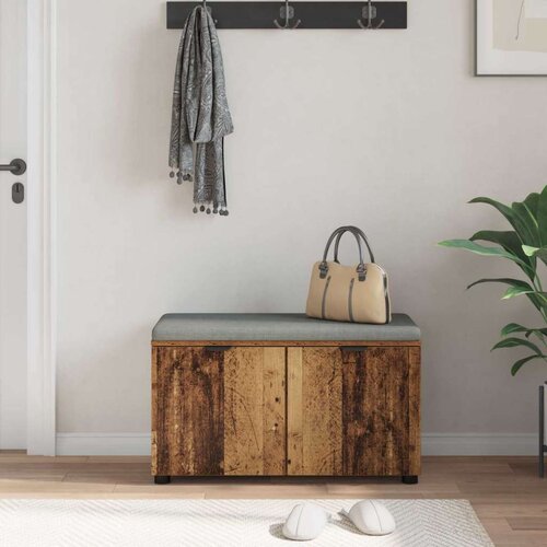  Klupa za hodnik s jastukom s vratima Staro drvo 80 x 38 x 46 cm Slike