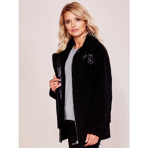 Yups Pilot jacket with sheepskin coat black Slike