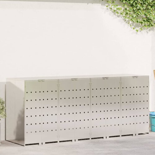 vidaXL Skladištenje kanti za 3 kante Srebrno 340 x 77.5 x 115.5 cm Cijene