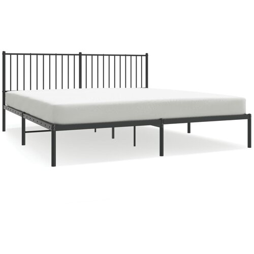 Maison Chic Kovinski Posteljni okvir - Dvoposteljna postelja - Zakonska postelja z vzglavjem črn 180x200 cm, (21693326) Slike