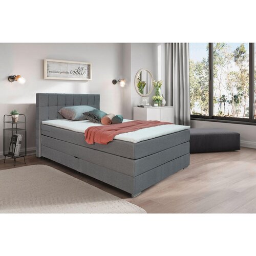 Hom`in POSTELJA BOXSPRING x , les, tekstil, leseni material siva Cene