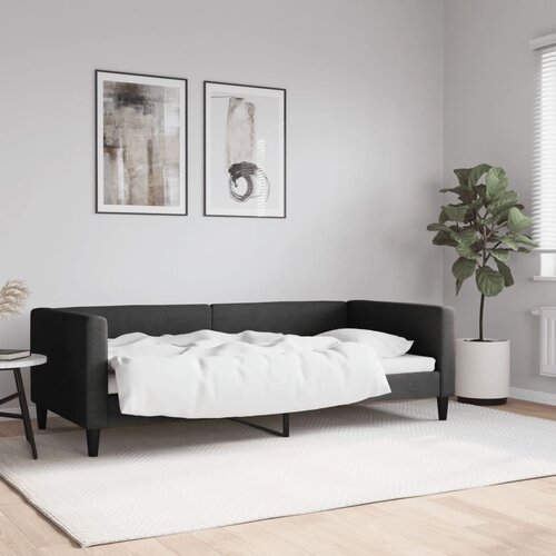  Dnevni krevet crni 90 x 190 cm od tkanine Cijene