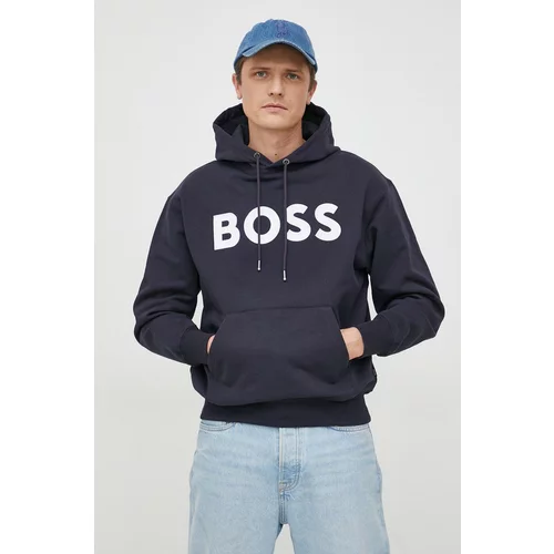 Boss Bombažen pulover moška, s kapuco