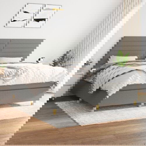  The Living Store Box spring postelja z vzmetnico temno siva 180x200 cm blago - Box Spring Postelja, (21515331) Slike