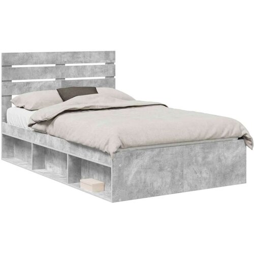  Okvir za krevet Beton 120 x 190 cm Čvrsto borovo drvo Slike