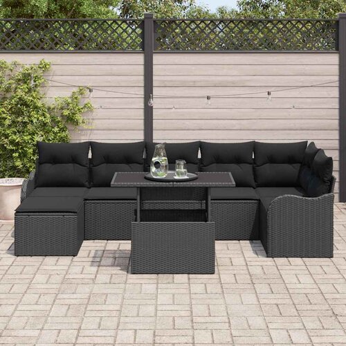  Sjedeća garnitura za vrt 8 kom. Crna [Sintetički]: Poli Ratan 232,5 x 122,5 x 85 cm Slike