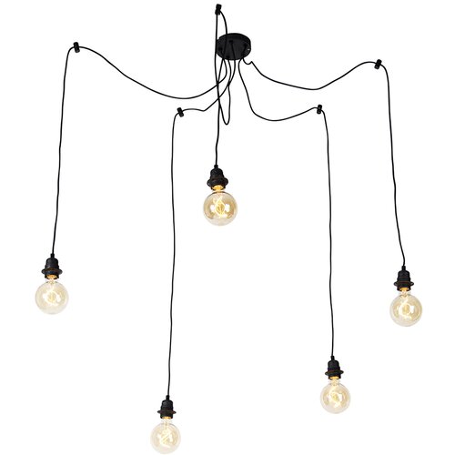 QAZQA Industrijska viseča svetilka črna 5-light - Cava Slike