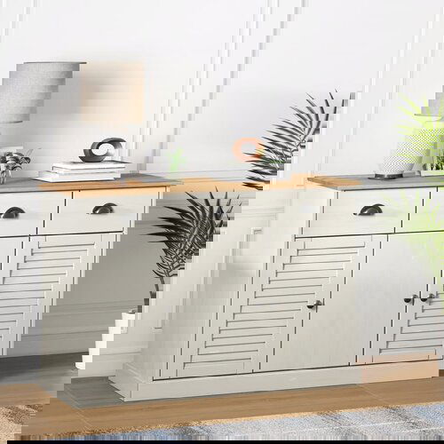 The Living Store Komoda s predali VIGO 113x40x75 cm bela trdna borovina - Komoda, (21662065) Cene