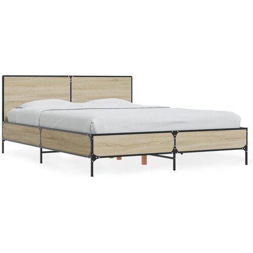 VidaXL Okvir kreveta boja hrasta 120x200 cm konstruirano drvo i metal Slike