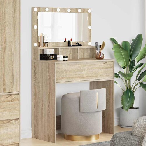 vidaXL Toaletne mize za spalnice Sonoma hrast 80 x 39,6 x 135 cm Cene