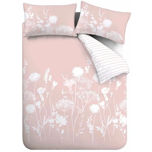 Catherine Lansfield Bela/rožnata posteljnina za zakonsko posteljo 200x200 cm Meadowsweet –