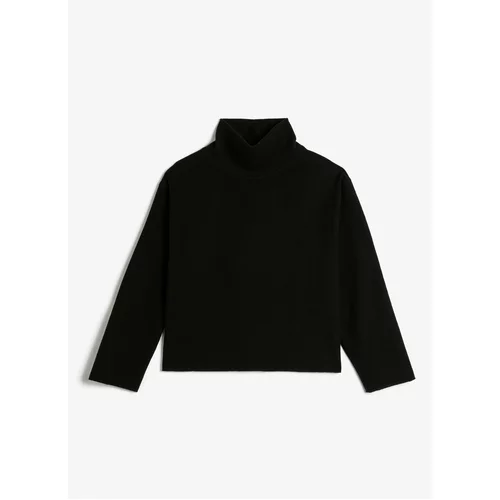 Koton Turtleneck Standard Plain Black Sweater Womens 4WAK30019EK
