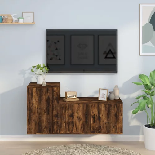 vidaXL 2-dijelni set TV ormarića boja dimljenog hrasta drveni