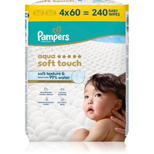 Pampers Aqua Soft Touch vlažne maramice za či&scaron;ćenje za djecu 4x60 kom Cijene