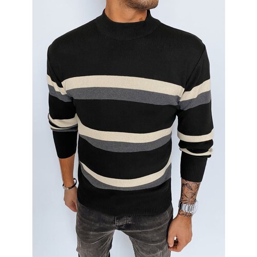 DStreet Sweter męski półgolf w paski czarny Cene