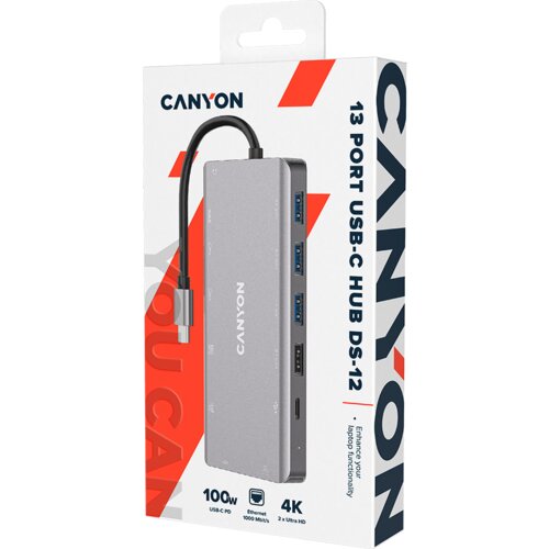 Canyon hub DS-12 13in1 4k USB-C Dark Grey Cijene