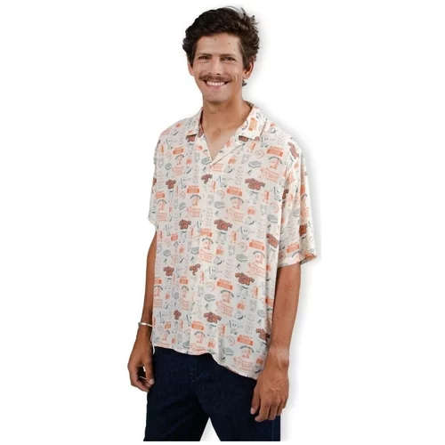 Brava Fabrics Srajce z dolgimi rokavi Buffet Aloha Shirt - Sand Bela