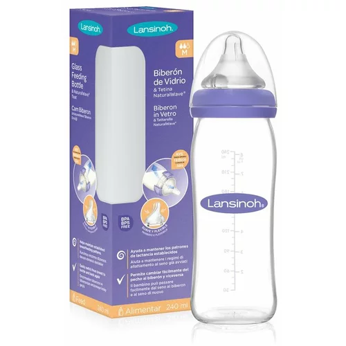 Lansinoh NaturalWave Glass steklenička za dojenčke Medium 240 ml