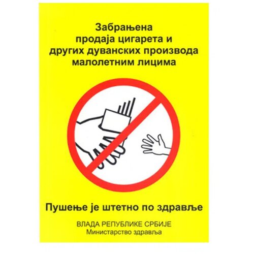 No Statovac nalepnica, zabranjena prodaja cigareta maloletnim licima, A4 490603 Cene