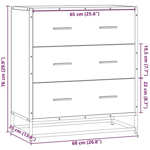 VidaXL Komoda boja hrasta sonome 68x35x76 cm konstruirano drvo metal Slike