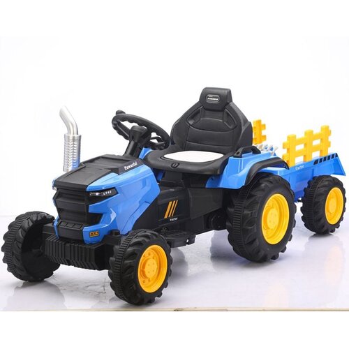 Veliki Traktor na akumulator 12V sa prikolicom i daljinskim upravljačem - Plavi (Poklon lopatica + grabulje) Cene