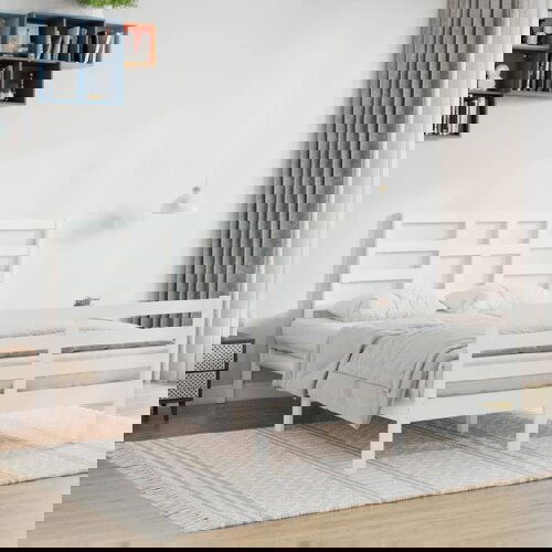 The Living Store Posteljni okvir bel iz trdnega lesa 140x200 cm - Posteljni Okvir, (21528750) Slike