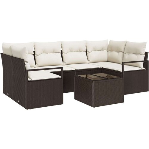  7-dijelni vrtni kauč set s jastučićima smeđi poli ratan  dvostruki vrtni kauč s jastučićima smeđi poli ratan Cijene