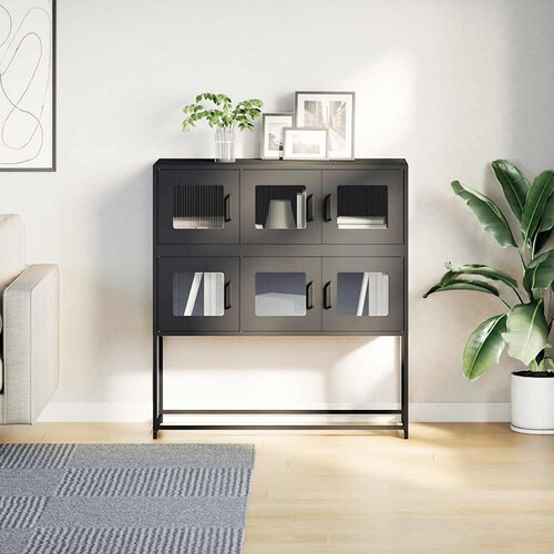  Komoda crna 100,5 x 39 x 107 cm od hladno valjanog čelika Slike