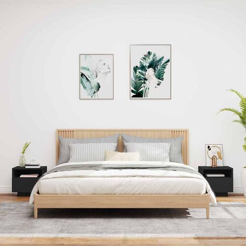  Noćni ormarići s LED svjetlima 2 kom crni 40 x 39 x 37 cm Slike
