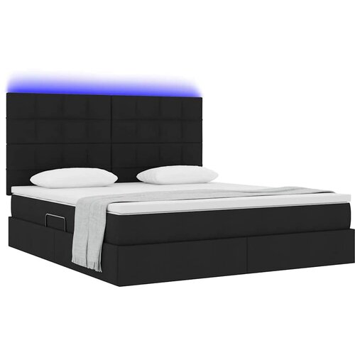  LED krevet za pohranu s madracem Crna 180 x 200 cm Tkanina 204 x 180 x 128 cm Slike