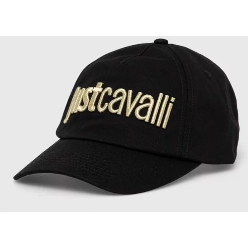 Just Cavalli Pamučna kapa sa šiltom boja: crna, s aplikacijom