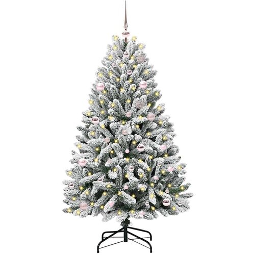 VidaXL Umjetno božićno drvce Zelena i bijela 150 cm PVC i metal Slike