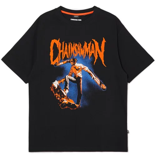 Cropp muška majica s printom Chainsaw Man - Crna  8366Y-99X