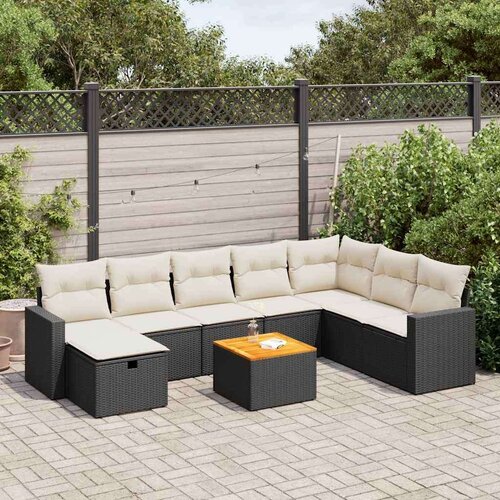 vidaXL 9-dijelni set vrtnih sofa s jastucima crni od poliratana Cijene