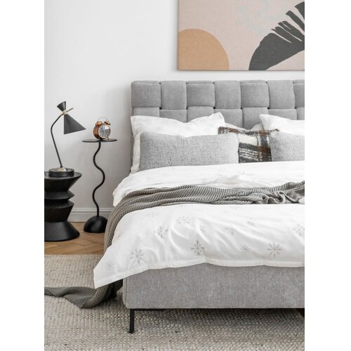 Miuform Svetlo siva oblazinjena zakonska postelja z letvenim dnom 180x200 cm Eve &amp;ndash; Slike