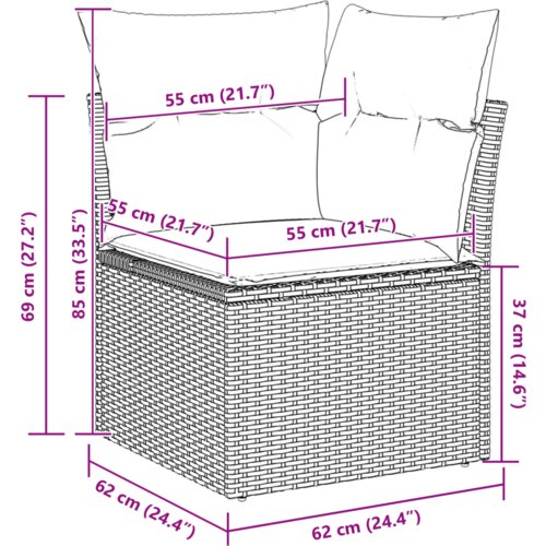 vidaXL 9 Komada Set Vrtne Sofe s Jastucima Bež Poli Ratan Akacija Cijene